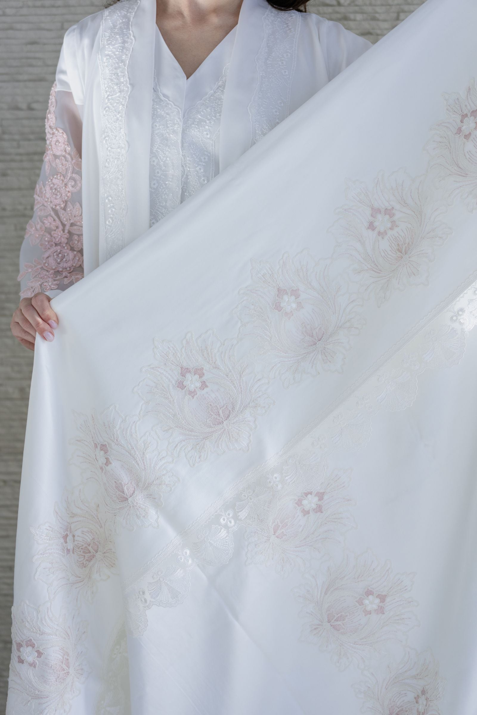 Deluxe Ivory Bedding Set with Blush Embroidered Florals