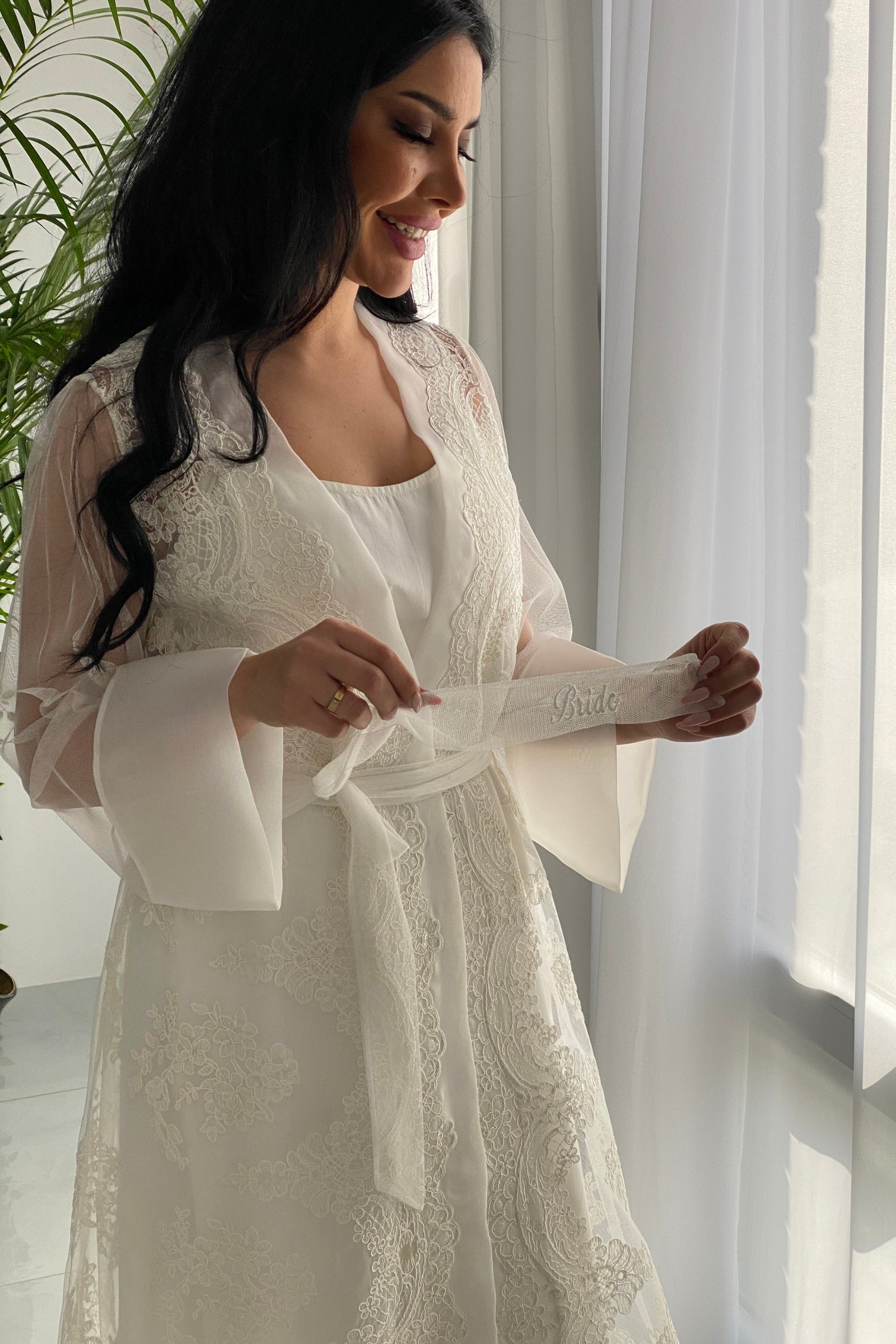 Luxurious and Elegant Bridal Lace Robe