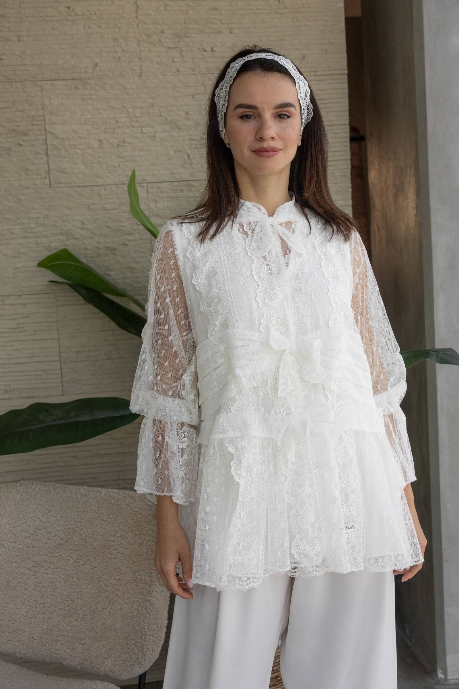 Elegant  Pajama Set with Elegant Embroidered Lace