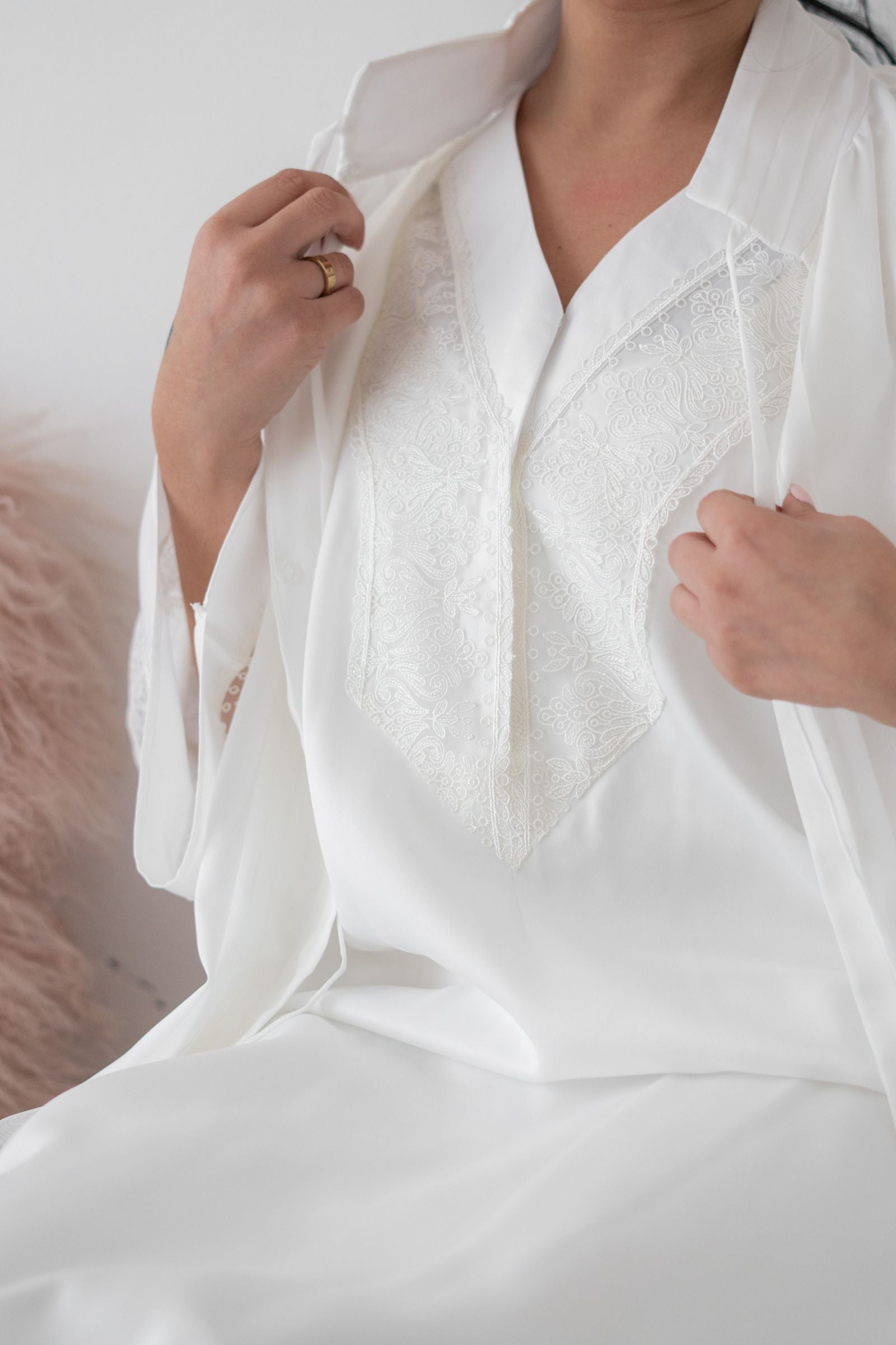 Luxury High Collar Robe and Sleeveless Dress