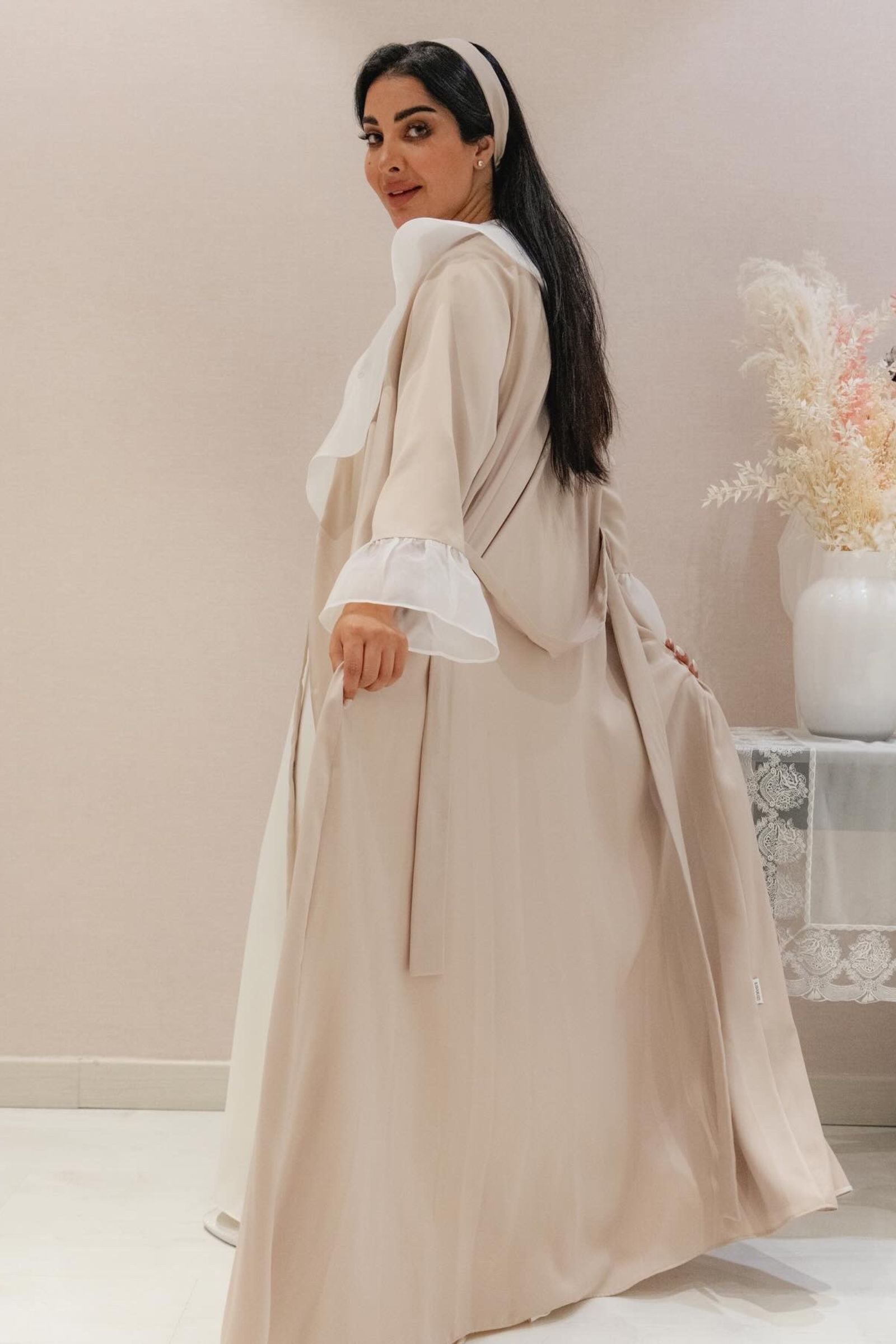 Classic Elegance Robe Set  Ruffled Collar