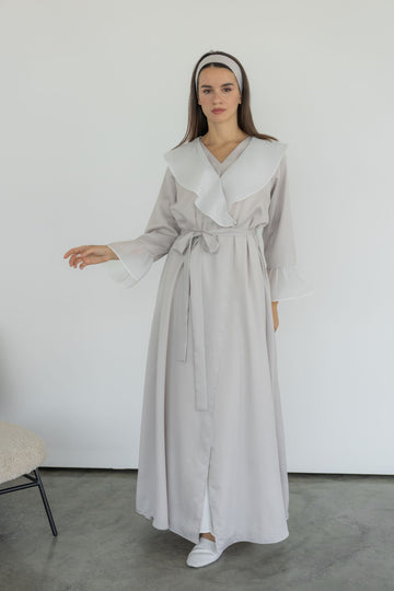 Classic Elegance Robe Set  Ruffled Collar