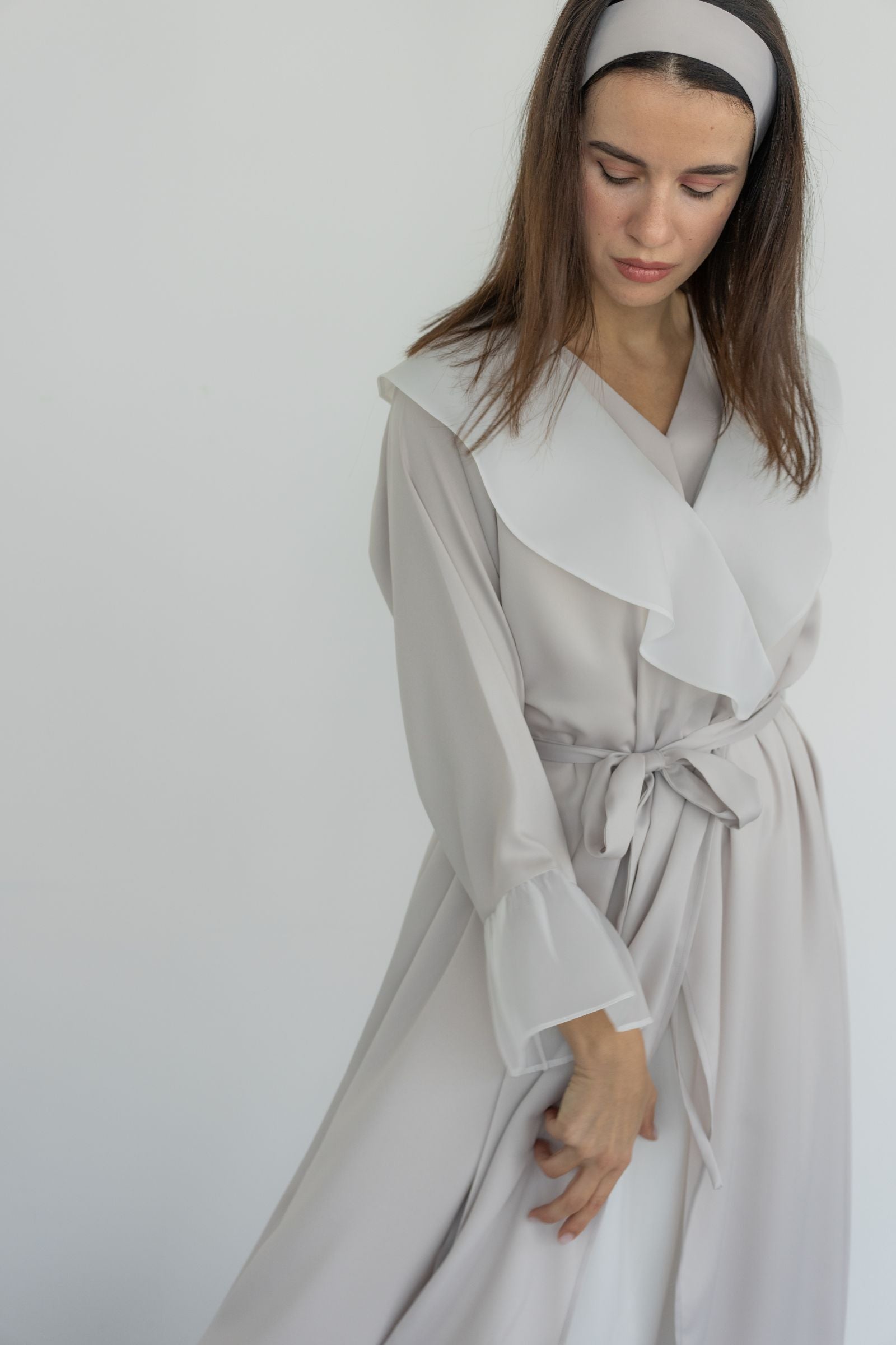Classic Elegance Robe Set  Ruffled Collar