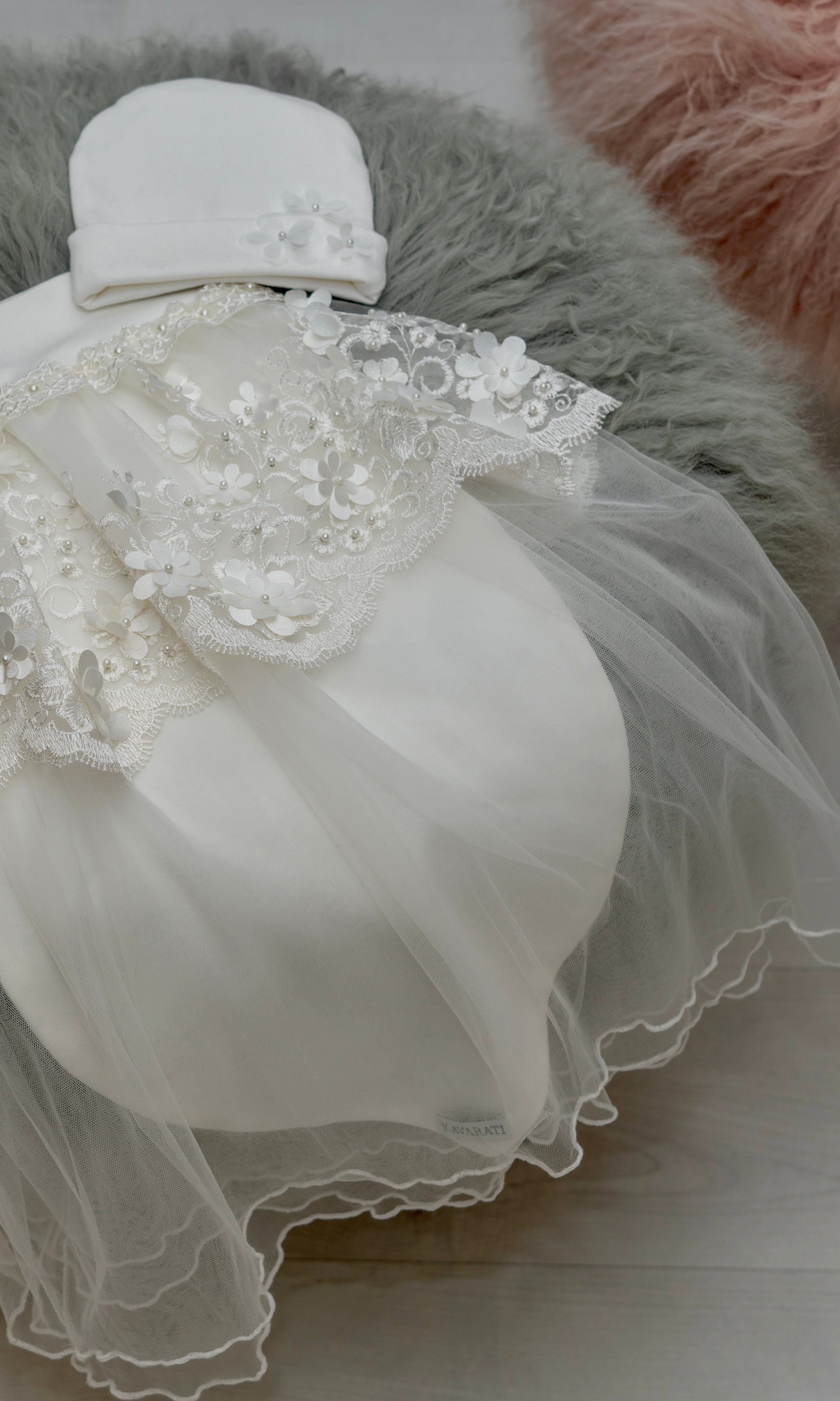 Luxury Ivory Lace Stretch Swaddle Set with Matching Hat