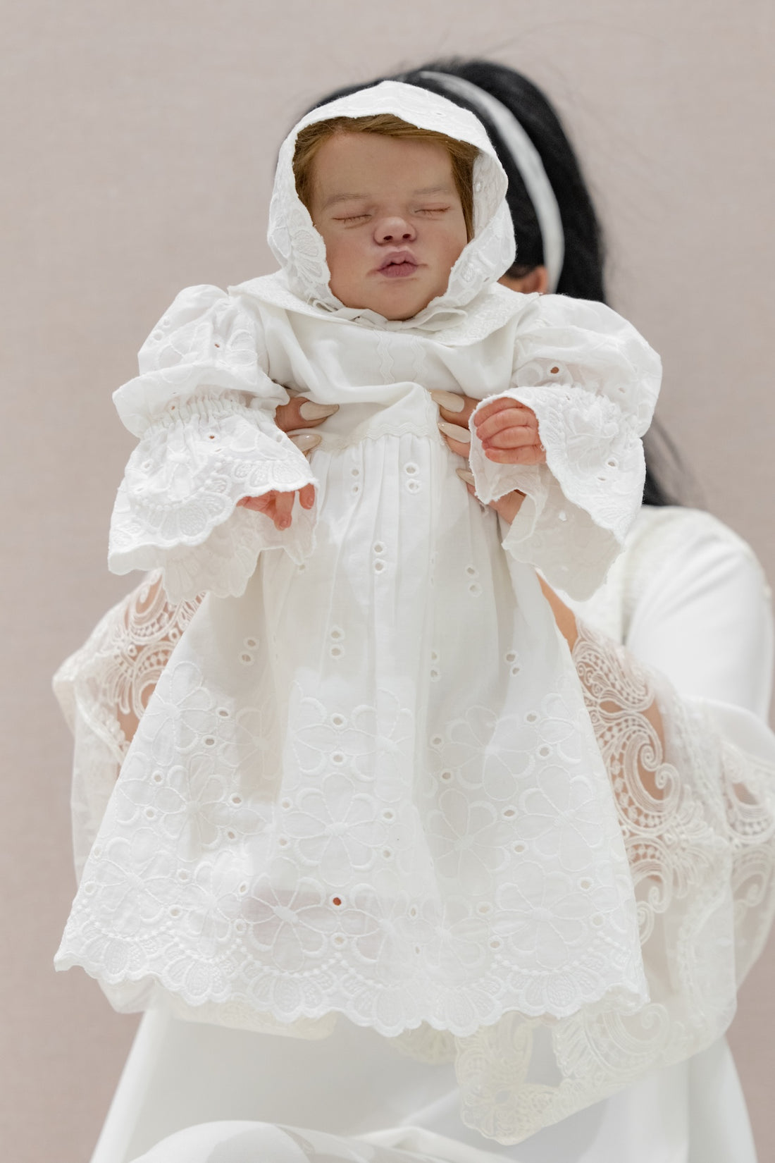 Embroidered Short Cotton Baby Dress with Matching Cap