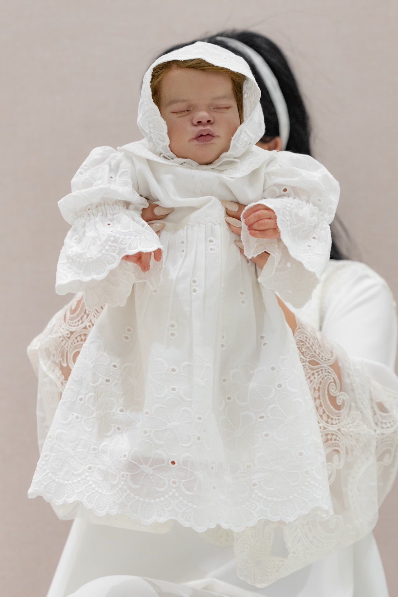 Embroidered Short Cotton Baby Dress with Matching Cap