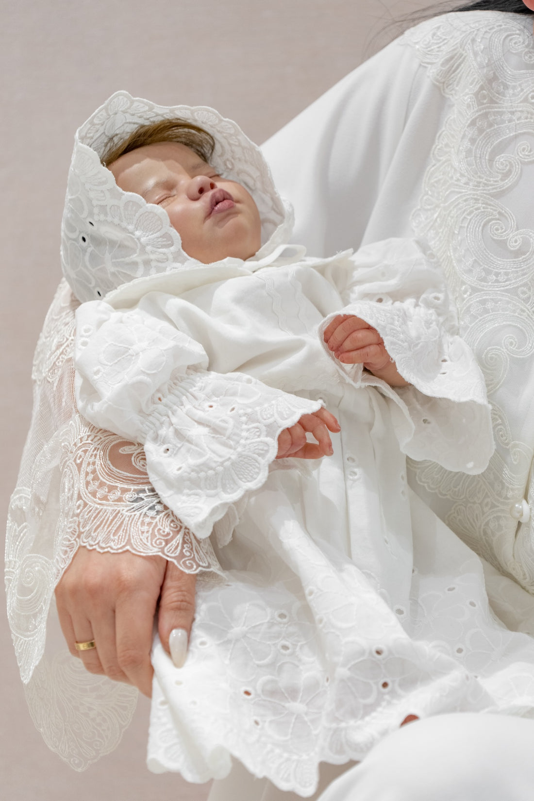 Embroidered Cotton Baby Dress with Matching Cap