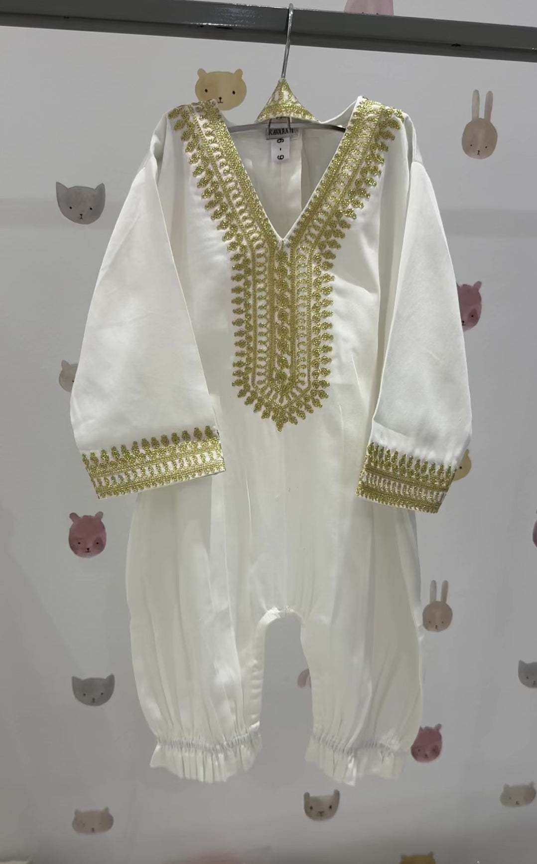 Ramadan Baby Girl Embroidered Overall Set (6–9M)