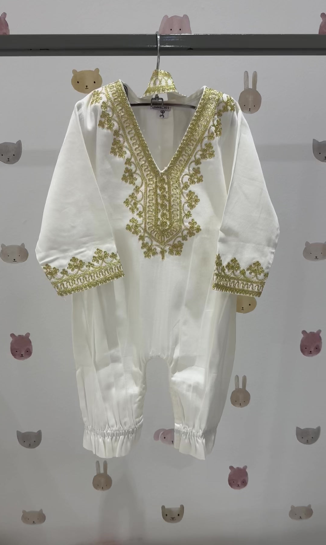 Ramadan Baby Girl Embroidered Overall Set (3–6M)
