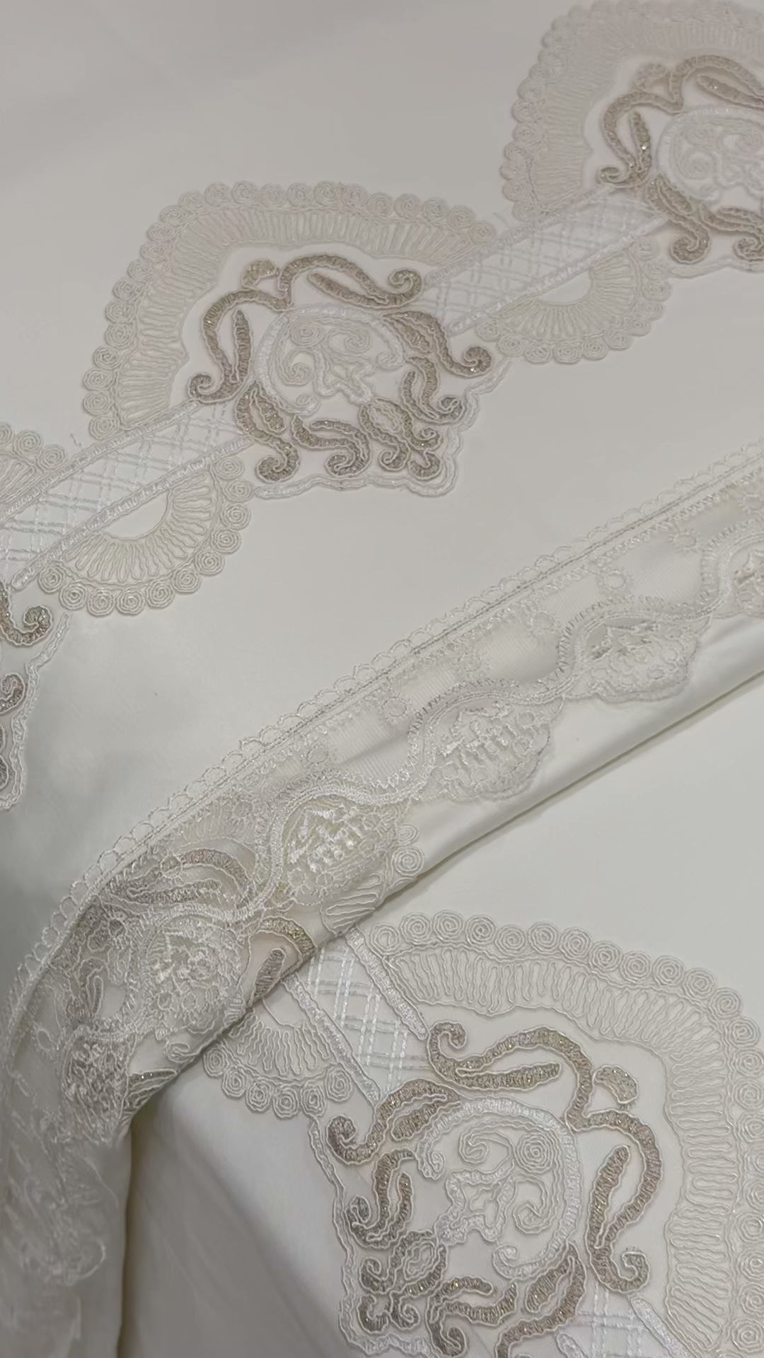 Delicate Cotton Cover with Elegant Gold Guipure