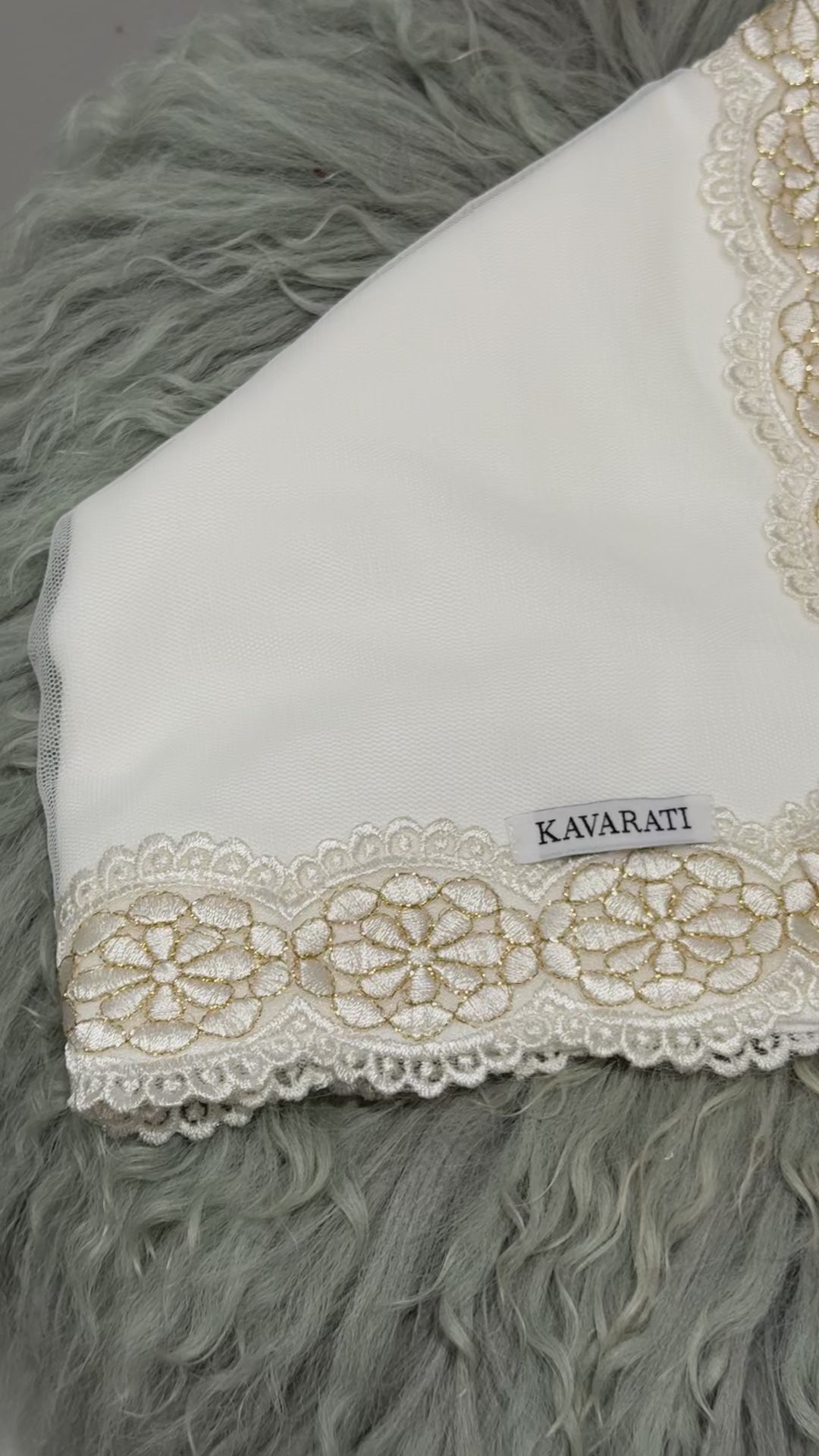 Newborn Cream Cotton Swaddle with Cream and Golden Lace