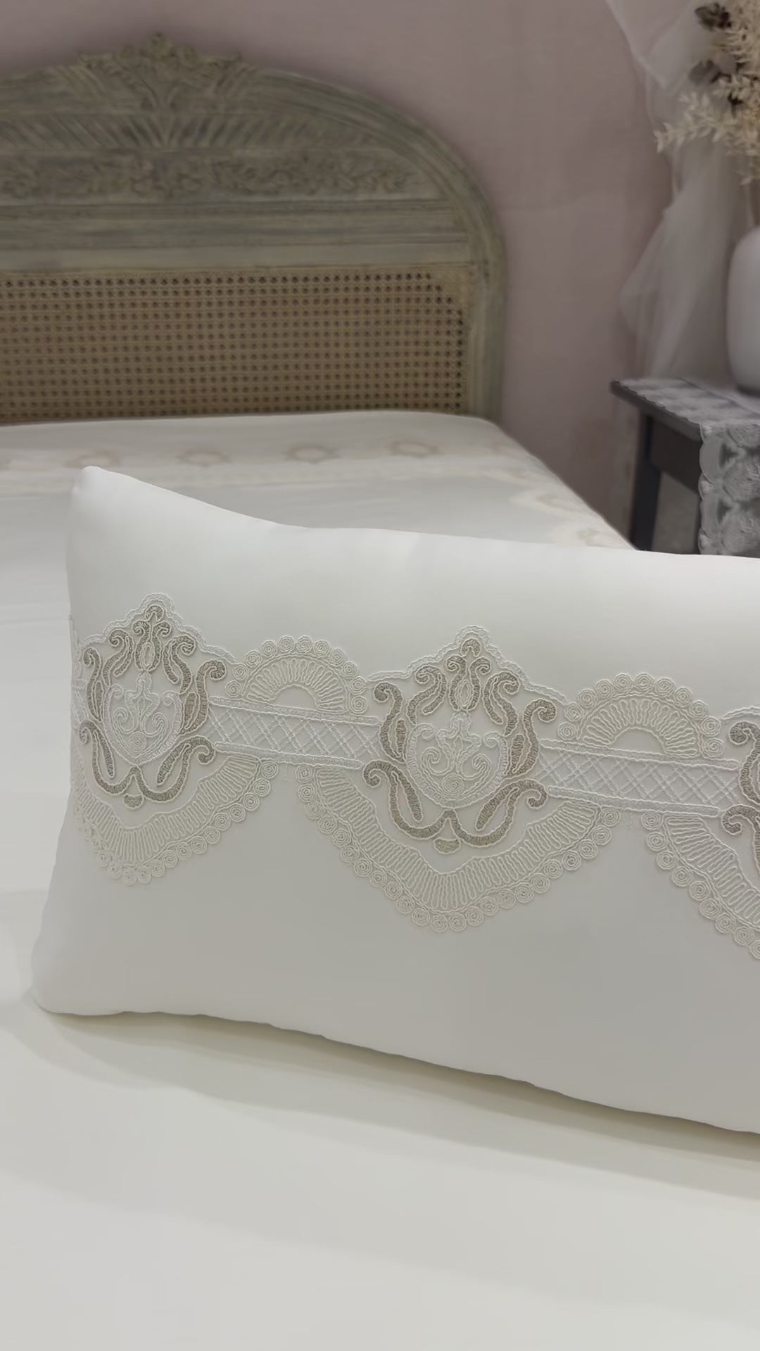 Delicate Cotton Cover with Elegant Gold Guipure