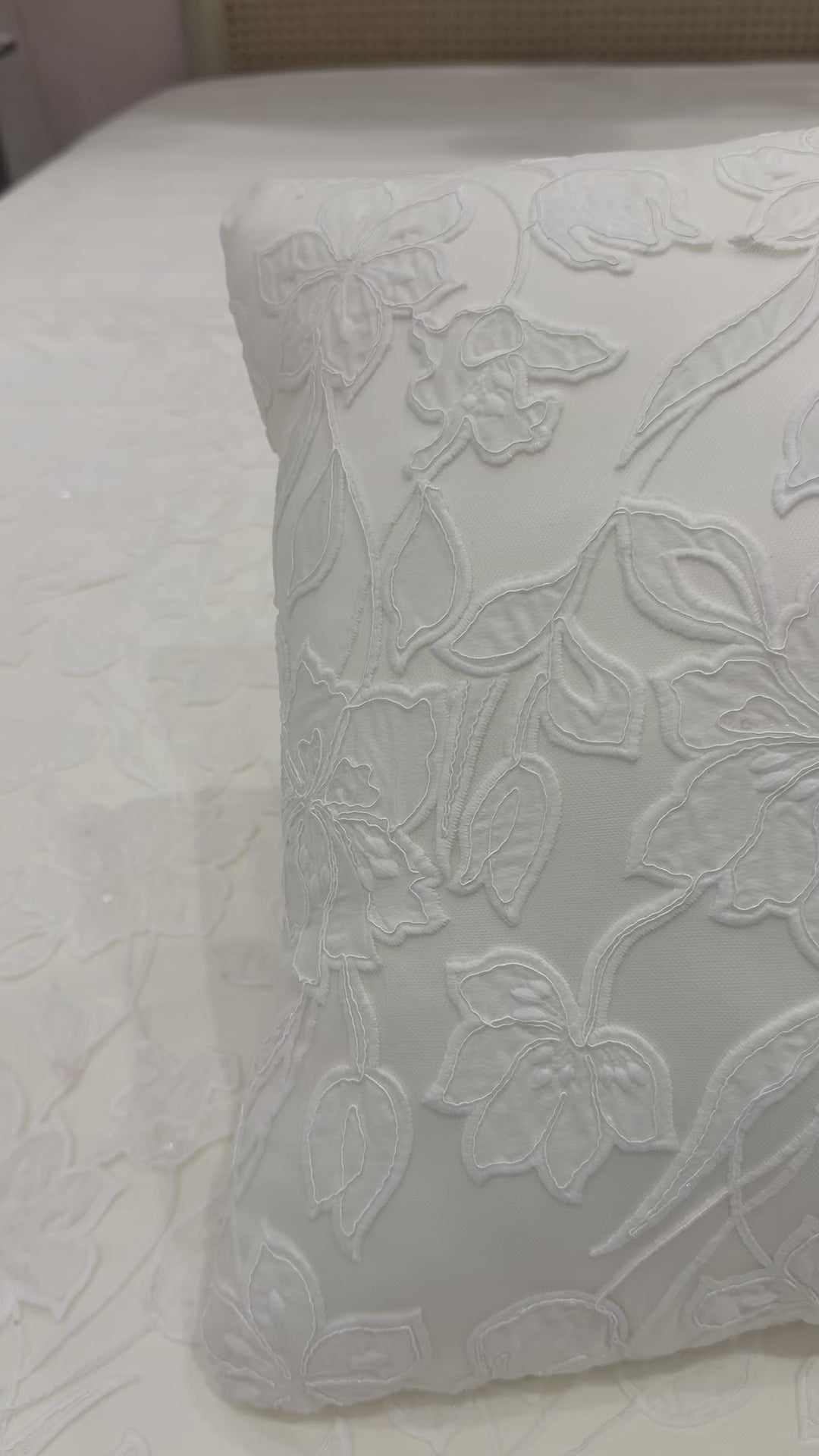 Elegant Cotton Cover with Embroidered Floral Guipure Lace