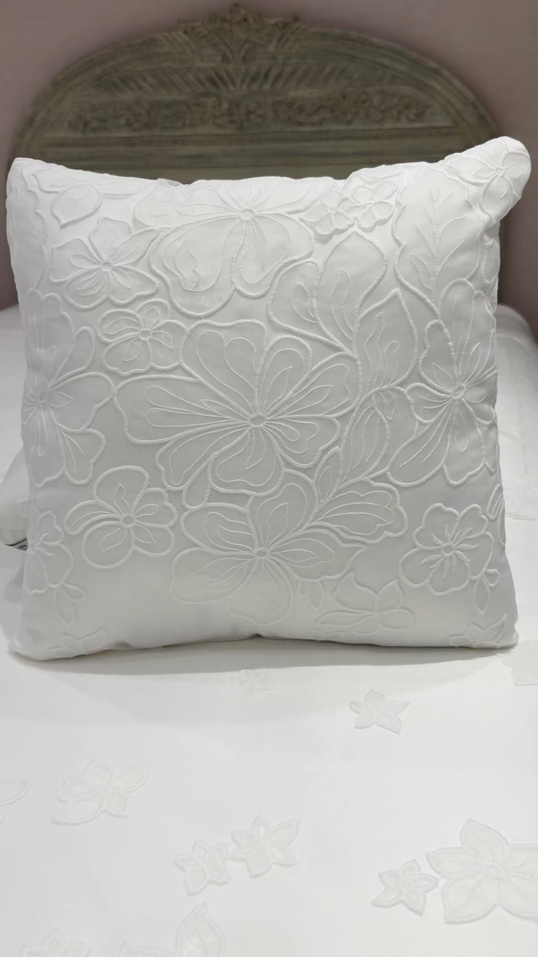Chic Cotton Cover with Intricate Floral Guipure Embroidery