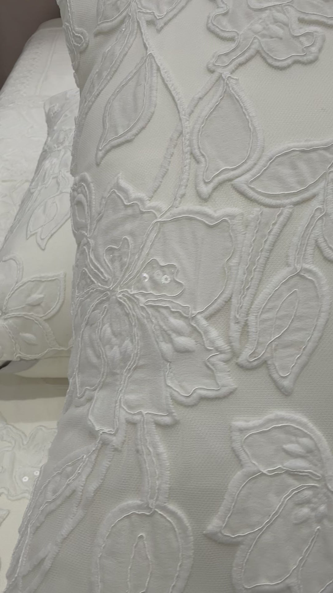 Elegant Cotton Cover with Embroidered Floral Guipure Lace