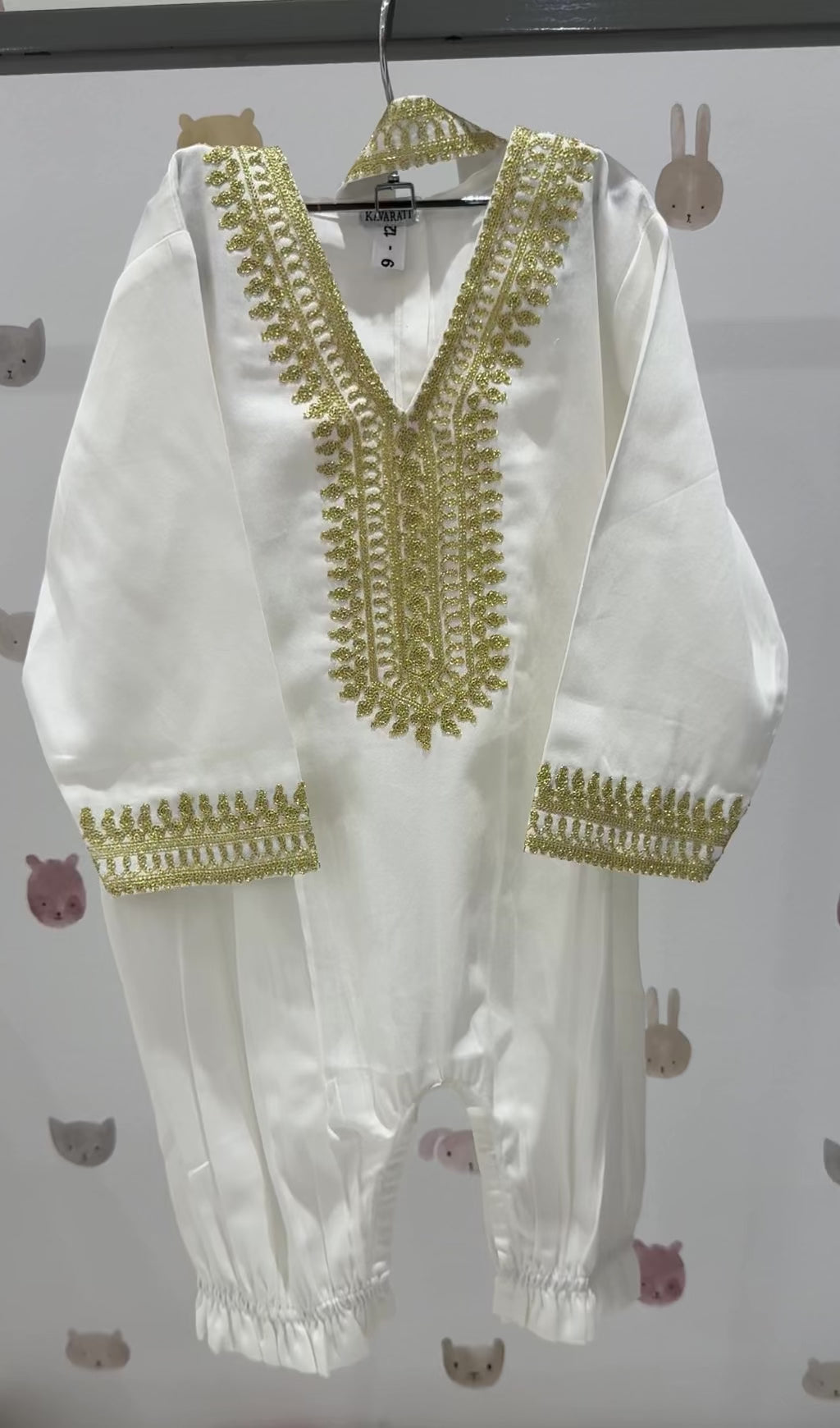 Ramadan Baby Girl Embroidered Overall Set (9–12)