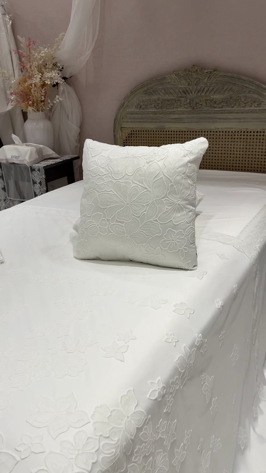Chic Cotton Cover with Intricate Floral Guipure Embroidery