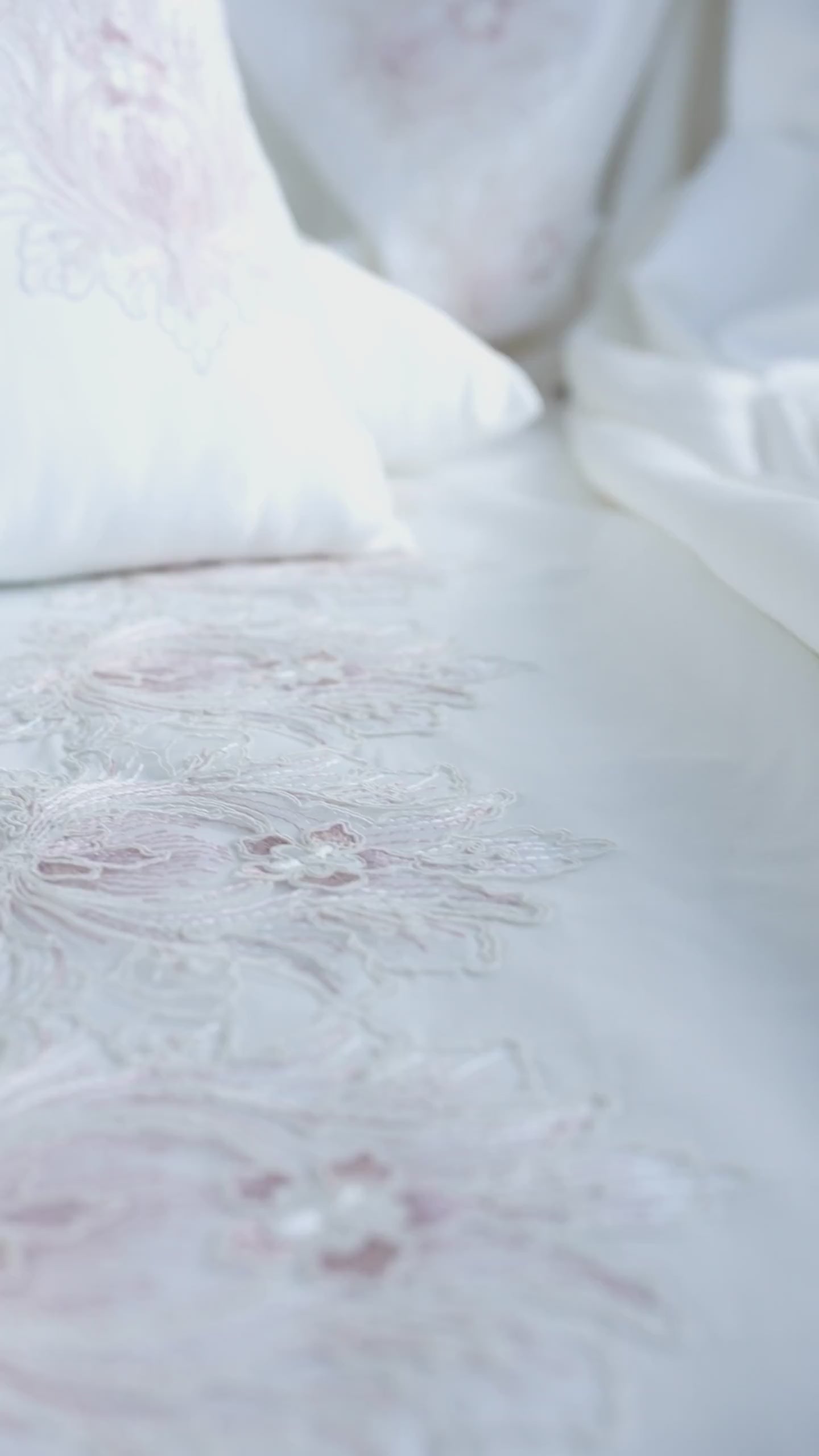 Deluxe Ivory Bedding Set with Blush Embroidered Florals